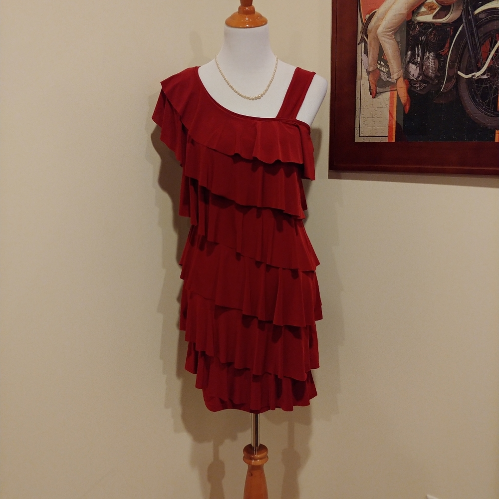 Auw Bodycon Tiered Red Dress